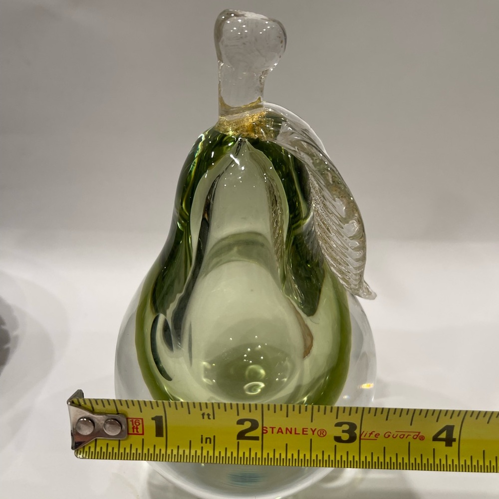 Alfredo Barbini Sommerso Gold Fleck Decor Murano Art ITALY Glass Pear Bookend - Picture 13 of 16